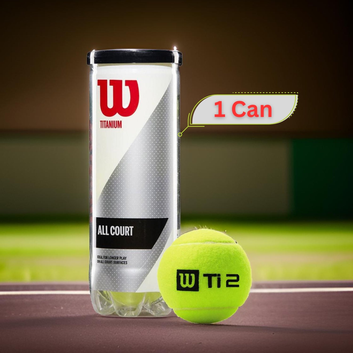 Wilson Titanium All Court Tennis Balls Can (1 Can) - Best Price online Prokicksports.com