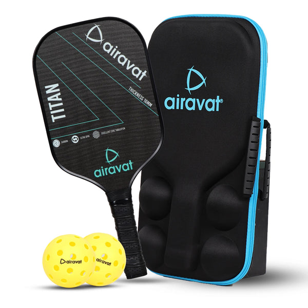 Airavat Titan Pickleball Paddle Set (Combo of 1 Pc Pickleball Paddle, 2 Pc Balls & 1 Premium Pickle Bag)