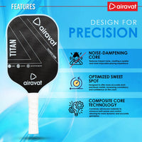 Airavat Titan Pickleball Paddle Set (Combo of 1 Pc Pickleball Paddle, 2 Pc Balls & 1 Premium Pickle Bag) - Best Price online Prokicksports.com