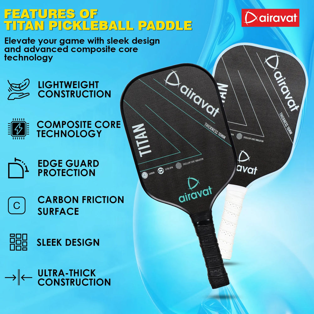 Airavat Titan Pickleball Paddle Set (Combo of 1 Pc Pickleball Paddle, 2 Pc Balls & 1 Premium Pickle Bag) - Best Price online Prokicksports.com
