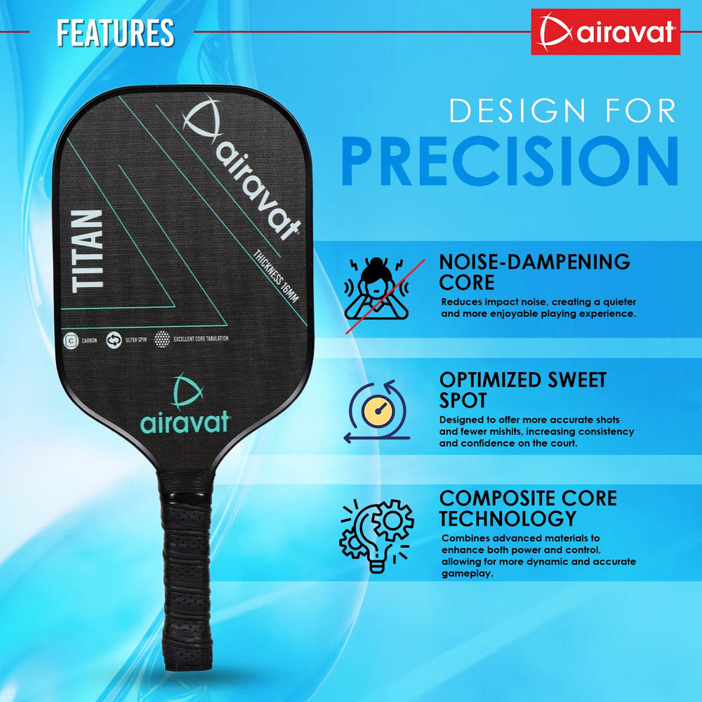 Airavat Titan Pickleball Paddle Set (Combo of 1 Pc Pickleball Paddle, 2 Pc Balls & 1 Premium Pickle Bag) - Best Price online Prokicksports.com
