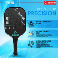 Airavat Titan Pickleball Paddle Set (Combo of 1 Pc Pickleball Paddle, 2 Pc Balls & 1 Premium Pickle Bag) - Best Price online Prokicksports.com