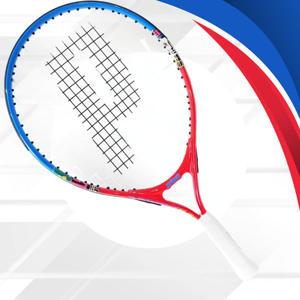 PRINCE 7T56W5050 Ace Face Junior 19 Strung Tennis Racquet – Blue/Red | 190 Grams, 19 inch Length, 82 sq.in. Head, 16x19 String Pattern | Lightweight for Young Beginners