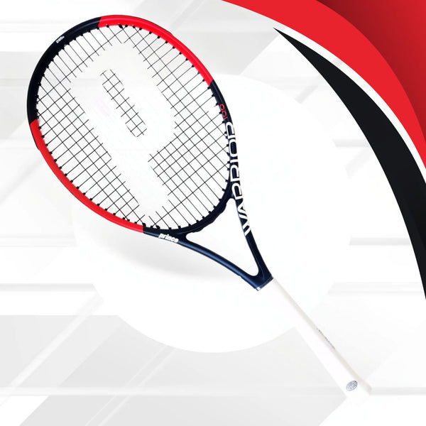 PRINCE Warrior 100 Strung Tennis Racquet – 285 Grams, L3 Grip (4-3/8), 100 sq. in. Head Size | Control-Oriented Frame with Spin & Power | Black/Red | Intermediate to Advanced Players
