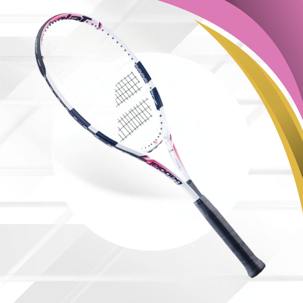 Babolat Feather Strung Tennis Racquet (Grip 2: 4 1/8) - 260g, White/Pink/Blue – Lightweight Control & Power (16x19)