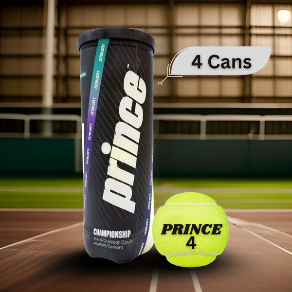 Prince Championship All Surface Tennis Balls | Durable & Consistent Bounce | 4 Can (12 Balls) – All Court Pressurised Balls