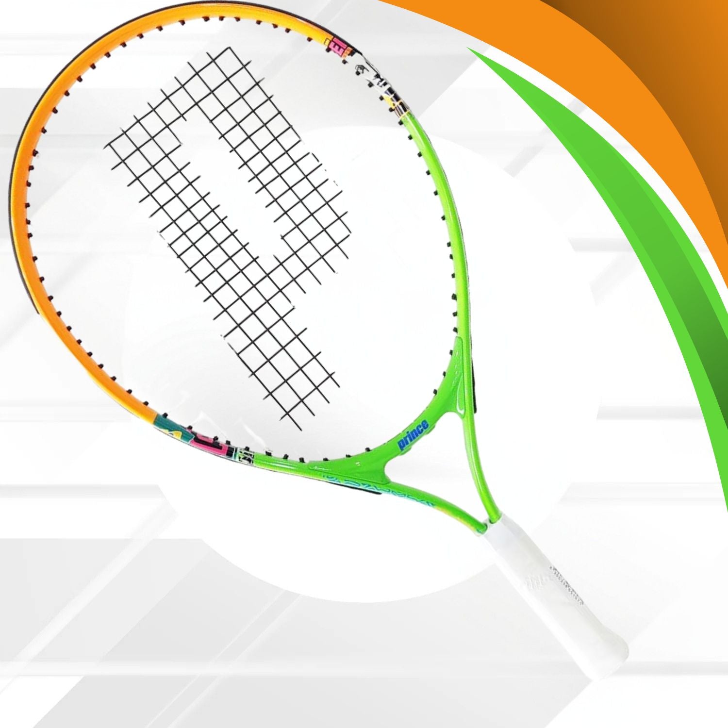 PRINCE 7T56V5050 Ace Face Junior 21 Strung Tennis Racquet – Orange/Green | 190 Grams Length, 16x19 String Pattern | Lightweight Junior Tennis Racket for Ages 4-6 - Best Price online Prokicksports.com