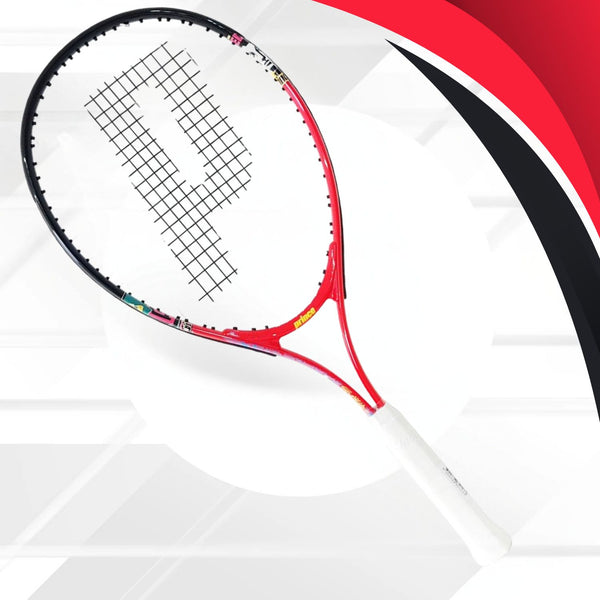 PRINCE 7T56T5050 Ace Face Junior 25 Strung Tennis Racquet – Black/Red | 237 Grams, 25 inch Length, 16x19 String Pattern | Lightweight Junior Tennis Racket for Beginners