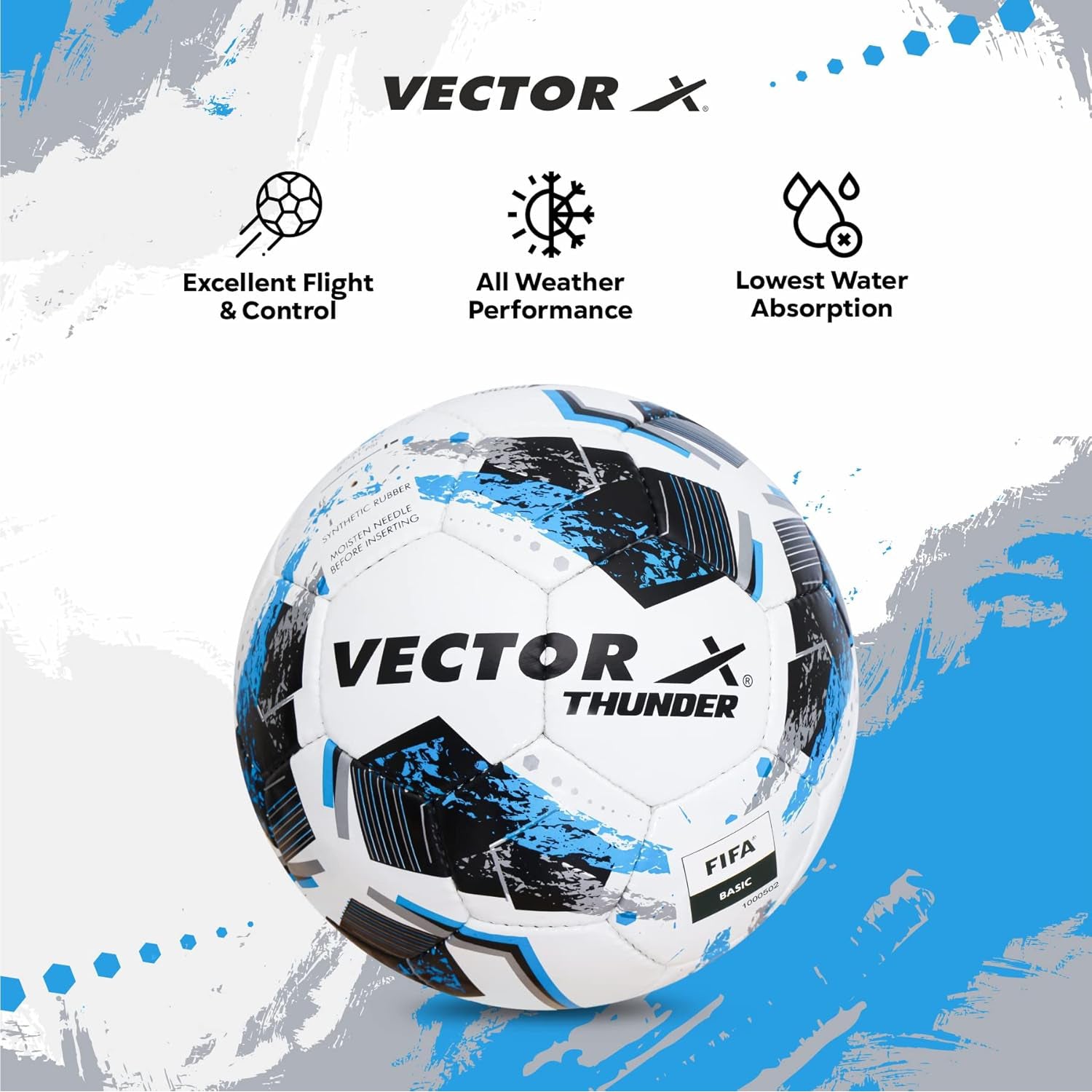 Vector X Thunder Football | Size 5 | Durable Outer Shell, Rubber Bladder, All Surface Grip for Match, Practice & Training Use – Outdoor Play - Best Price online Prokicksports.com