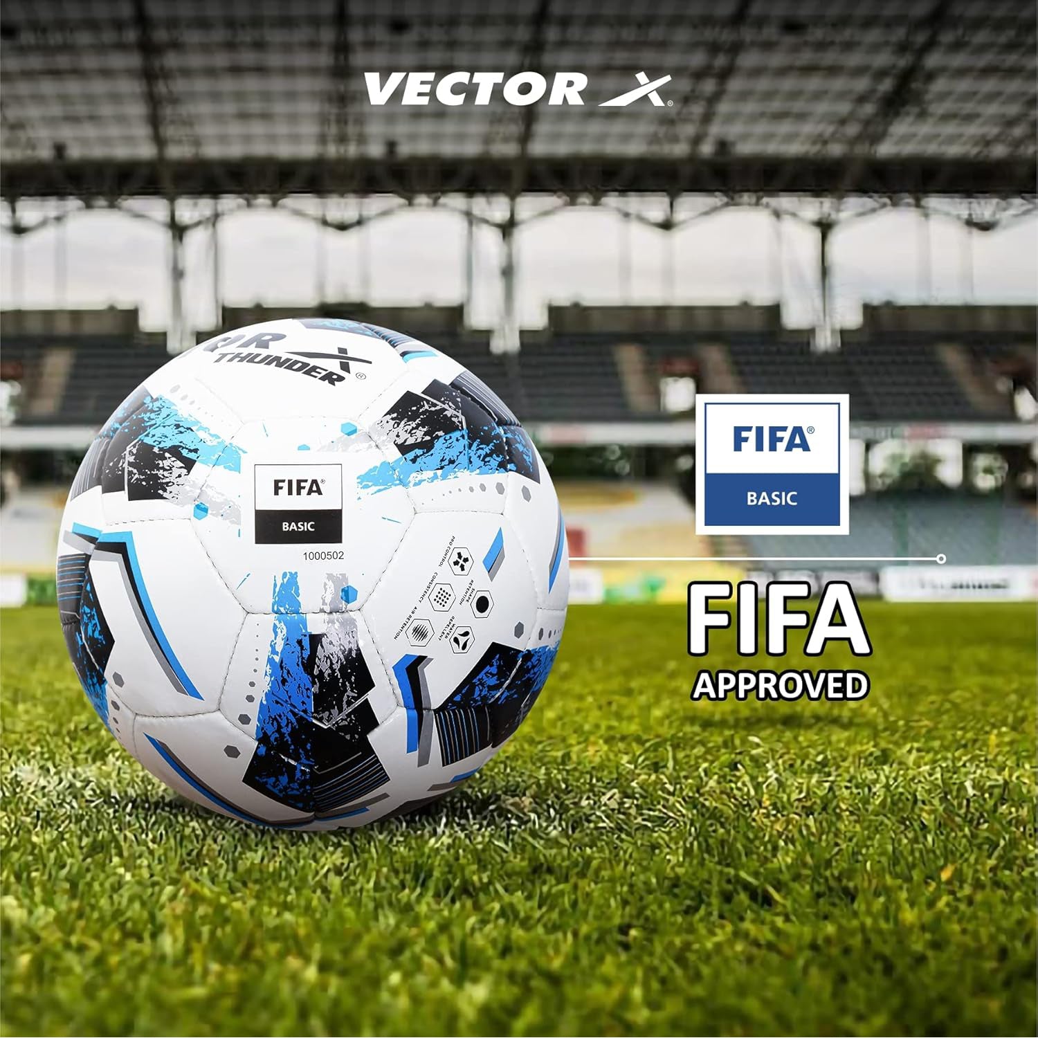 Vector X Thunder Football | Size 5 | Durable Outer Shell, Rubber Bladder, All Surface Grip for Match, Practice & Training Use – Outdoor Play - Best Price online Prokicksports.com
