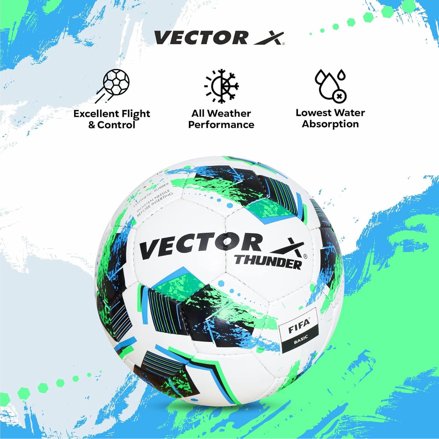 Vector X Thunder Football | Size 5 | Durable Outer Shell, Rubber Bladder, All Surface Grip for Match, Practice & Training Use – Outdoor Play - Best Price online Prokicksports.com