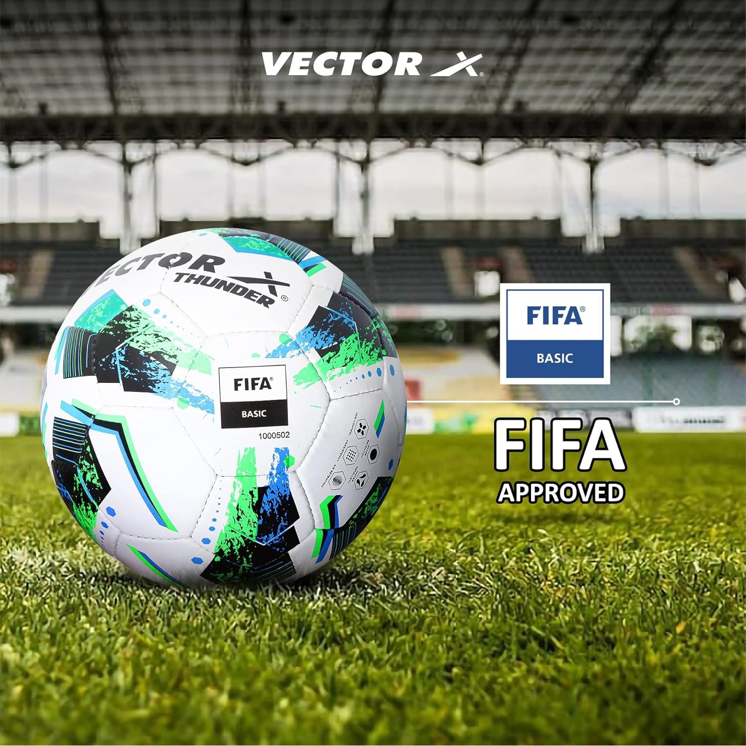 Vector X Thunder Football | Size 5 | Durable Outer Shell, Rubber Bladder, All Surface Grip for Match, Practice & Training Use – Outdoor Play - Best Price online Prokicksports.com