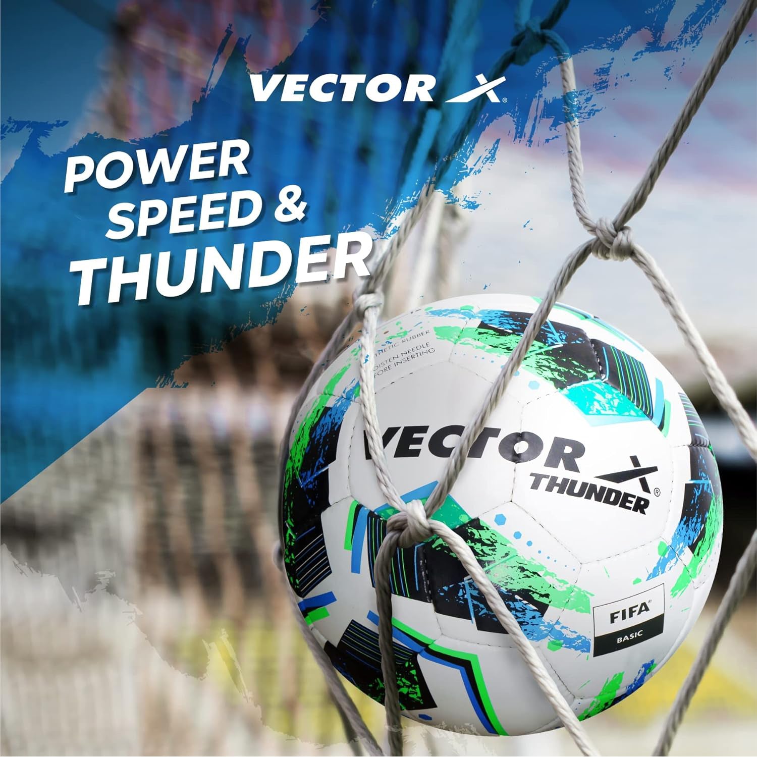 Vector X Thunder Football | Size 5 | Durable Outer Shell, Rubber Bladder, All Surface Grip for Match, Practice & Training Use – Outdoor Play - Best Price online Prokicksports.com