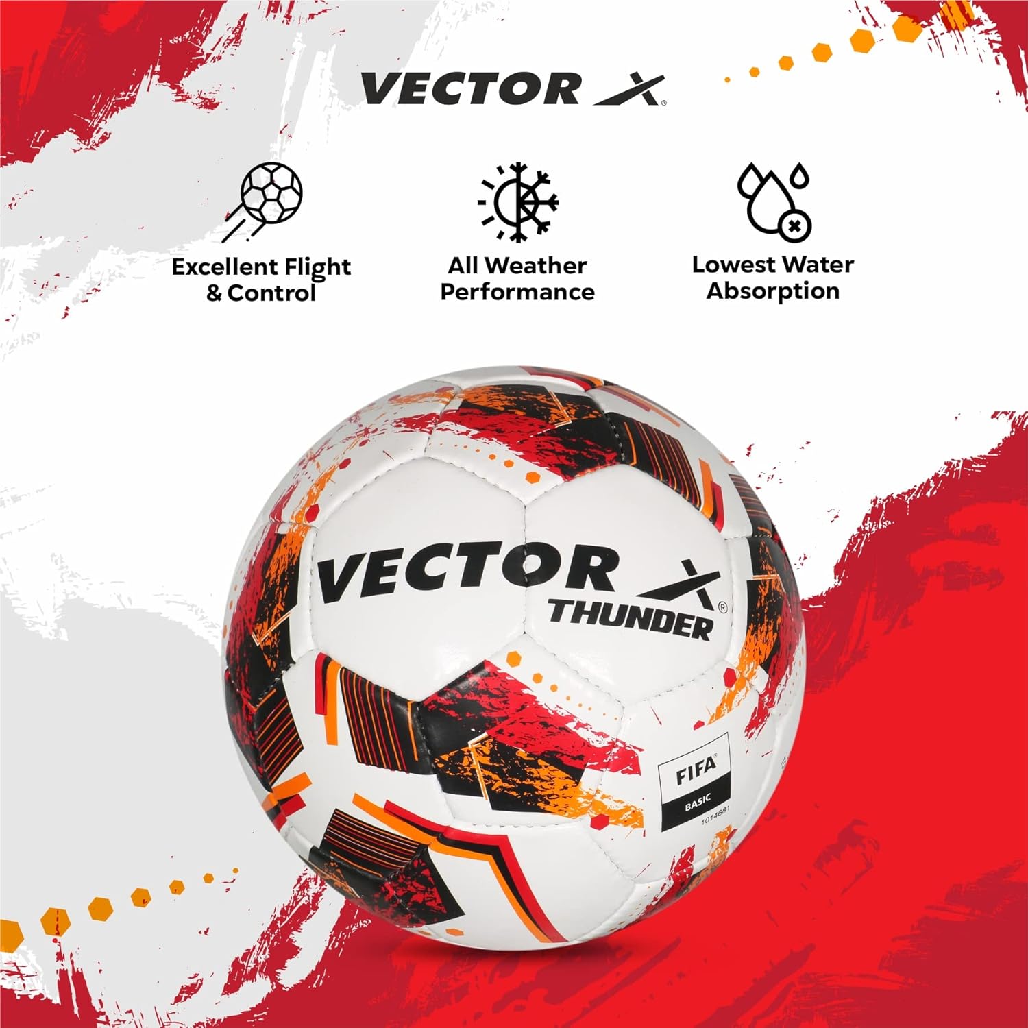 Vector X Thunder Football | Size 5 | Durable Outer Shell, Rubber Bladder, All Surface Grip for Match, Practice & Training Use – Outdoor Play - Best Price online Prokicksports.com