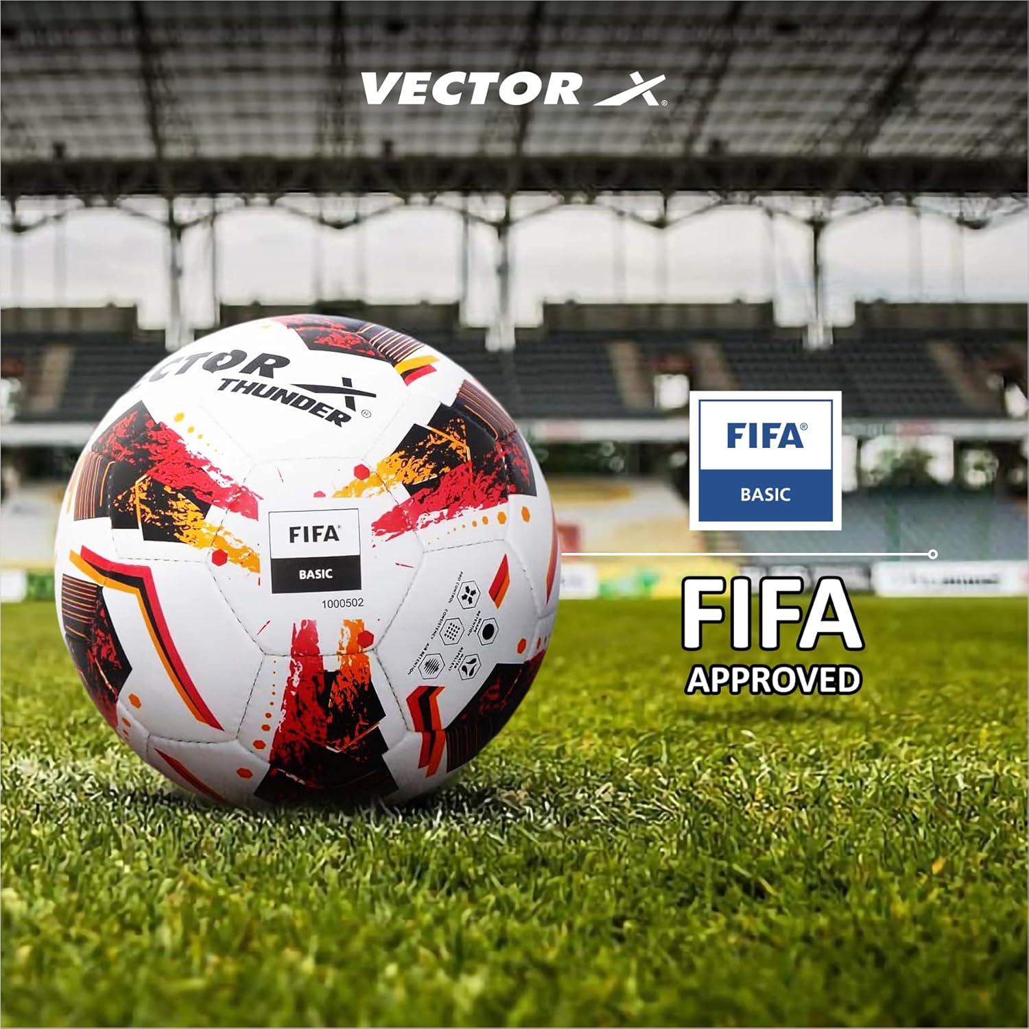 Vector X Thunder Football | Size 5 | Durable Outer Shell, Rubber Bladder, All Surface Grip for Match, Practice & Training Use – Outdoor Play - Best Price online Prokicksports.com