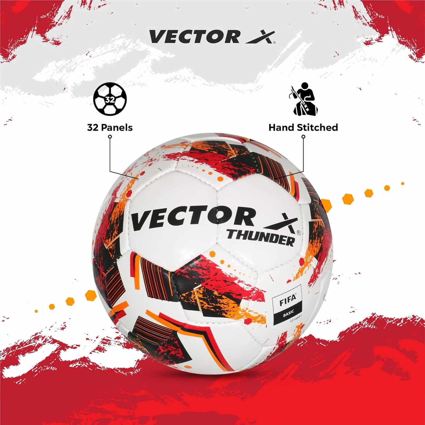 Vector X Thunder Football | Size 5 | Durable Outer Shell, Rubber Bladder, All Surface Grip for Match, Practice & Training Use – Outdoor Play - Best Price online Prokicksports.com