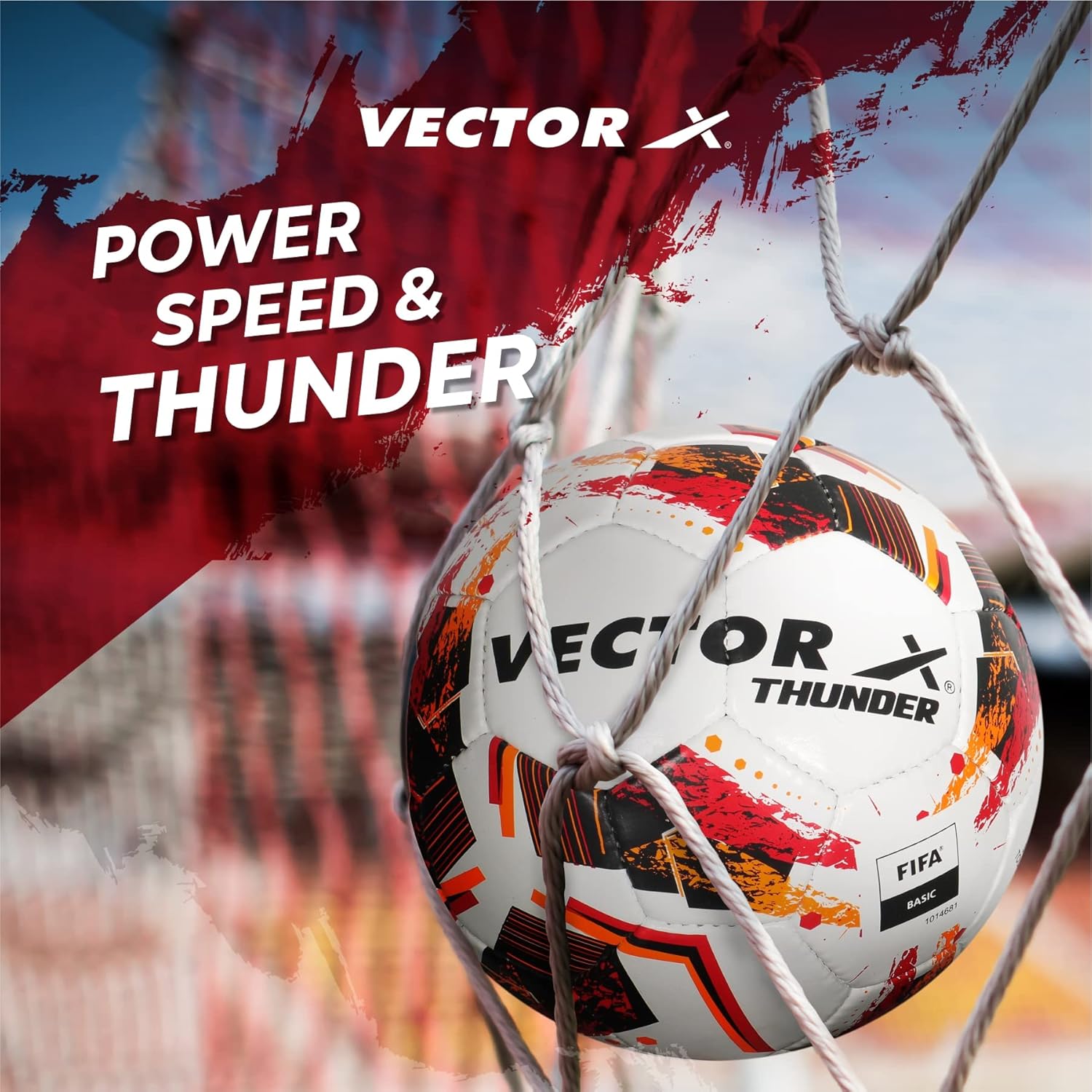 Vector X Thunder Football | Size 5 | Durable Outer Shell, Rubber Bladder, All Surface Grip for Match, Practice & Training Use – Outdoor Play - Best Price online Prokicksports.com