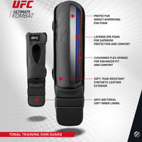 UFC Tonal Training Shin Guards Black | Lightweight MMA Muay Thai Protective Gear for Sparring & Training - Best Price online Prokicksports.com
