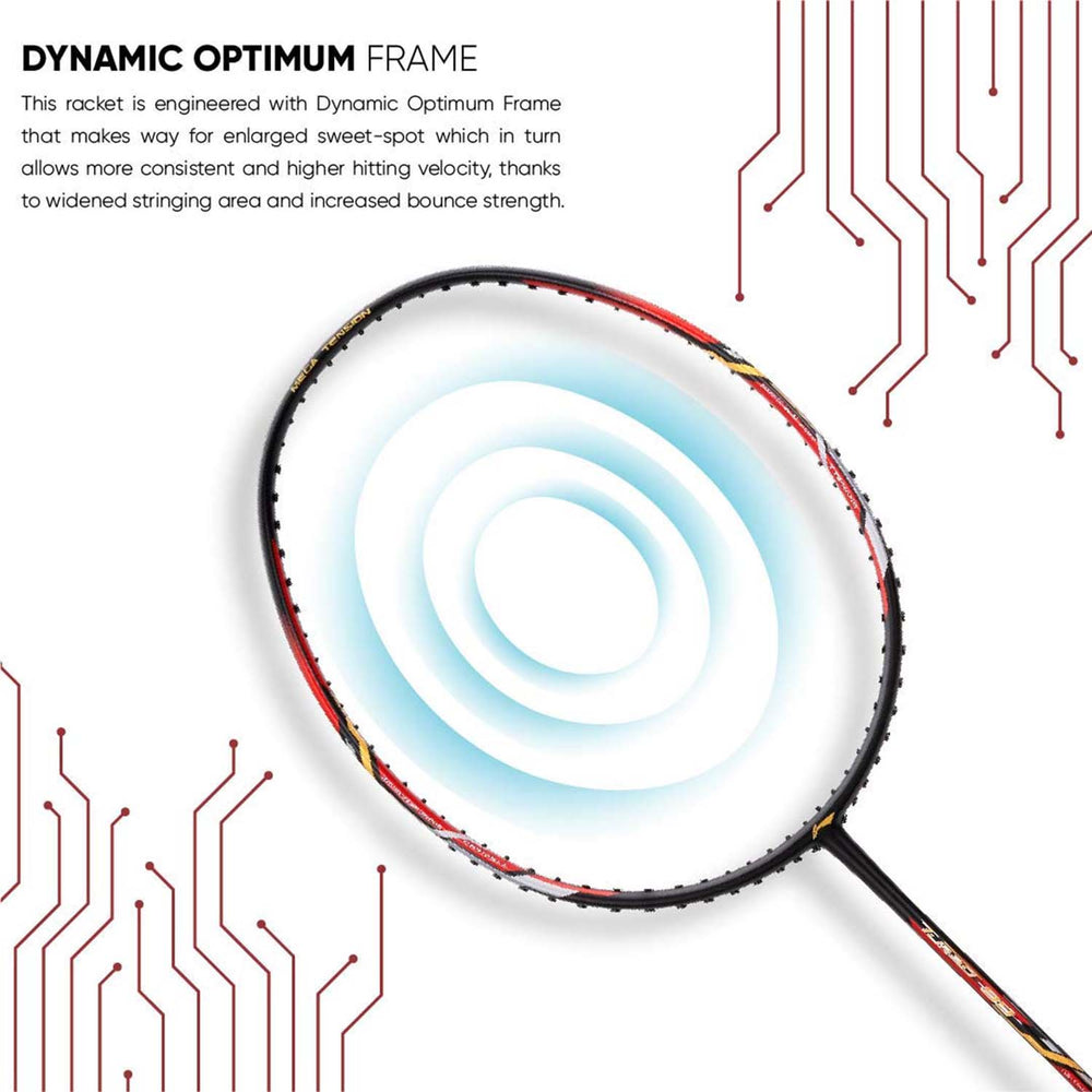 Li-Ning Turbo 99 Unstrung Carbon Fibre Badminton Racket – Lightweight, High-Power & Durable with Free Full Cover (Black/Red) - Best Price online Prokicksports.com
