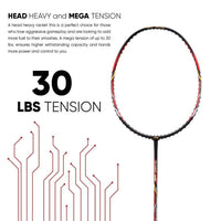 Li-Ning Turbo 99 Unstrung Carbon Fibre Badminton Racket – Lightweight, High-Power & Durable with Free Full Cover (Black/Red) - Best Price online Prokicksports.com