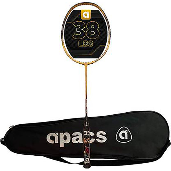 APACS Turbo Power 996 Graphite Badminton Racquet – Unstrung, 38 LBS Mega Tension, Lightweight Smash Control Racquet with Full Cover for All-Round Play