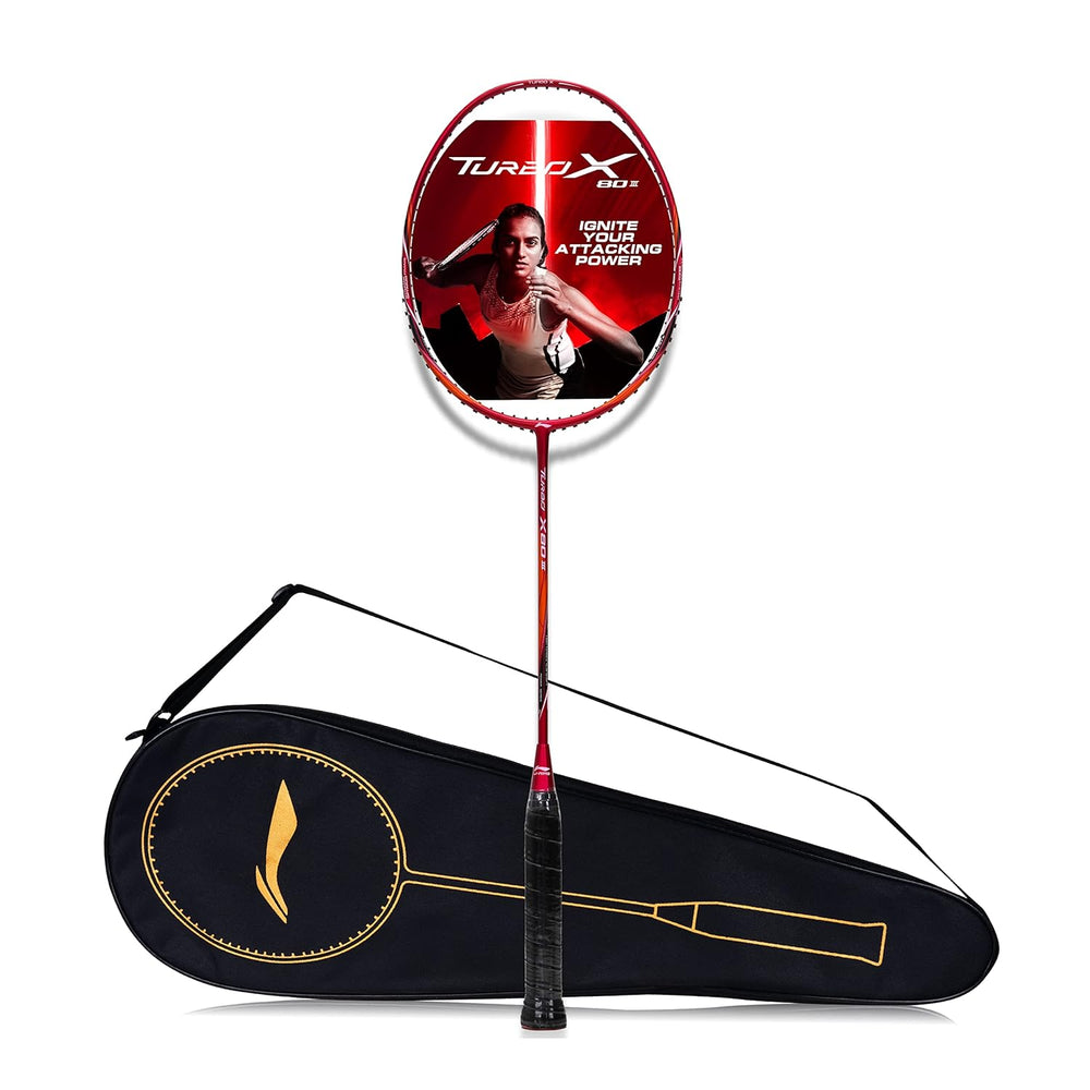 Li-Ning Turbo X80 III Badminton Racket, Red/Copper - Best Price online Prokicksports.com
