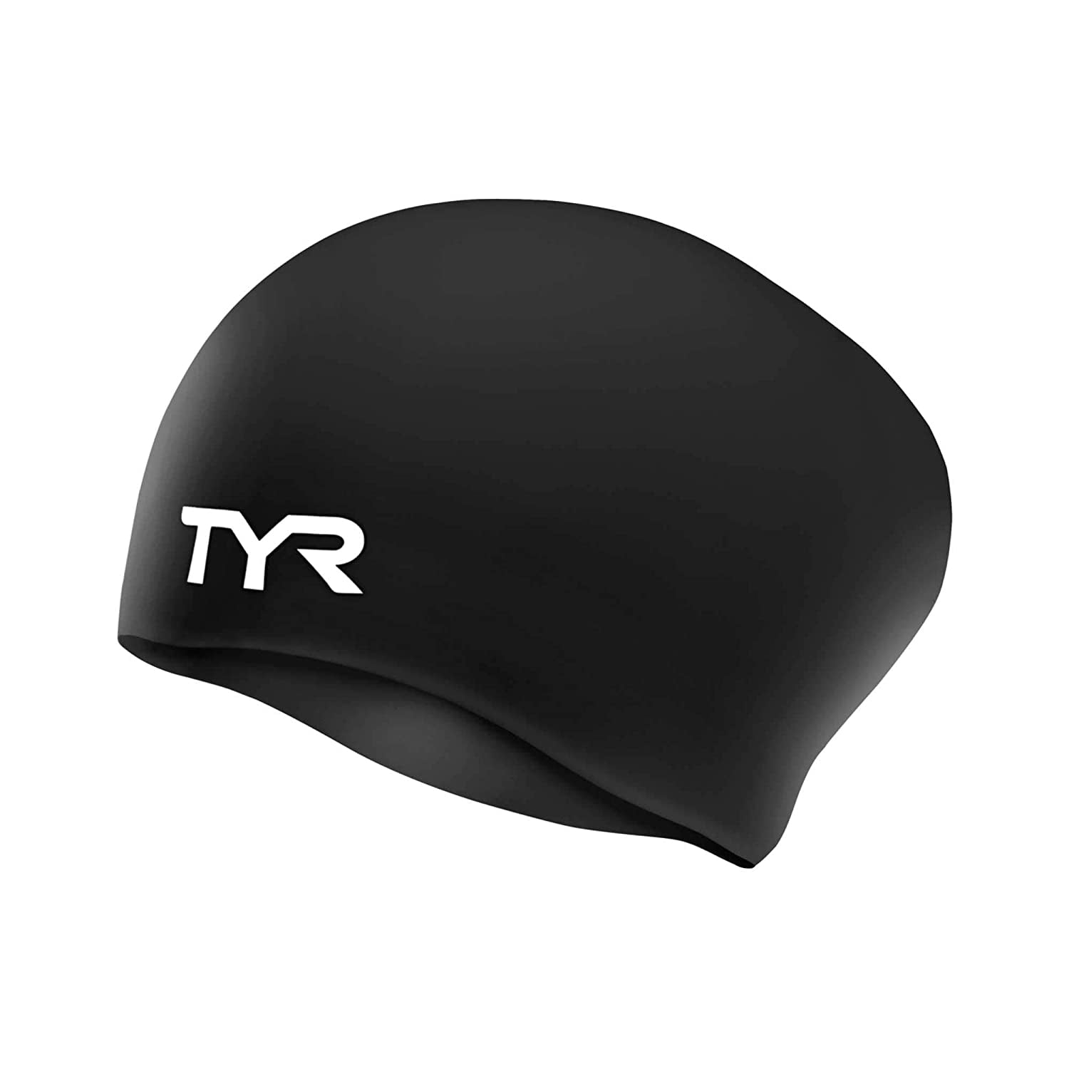 TYR Long Hair Silicone Swim Cap, Black - Adult - Best Price online Prokicksports.com