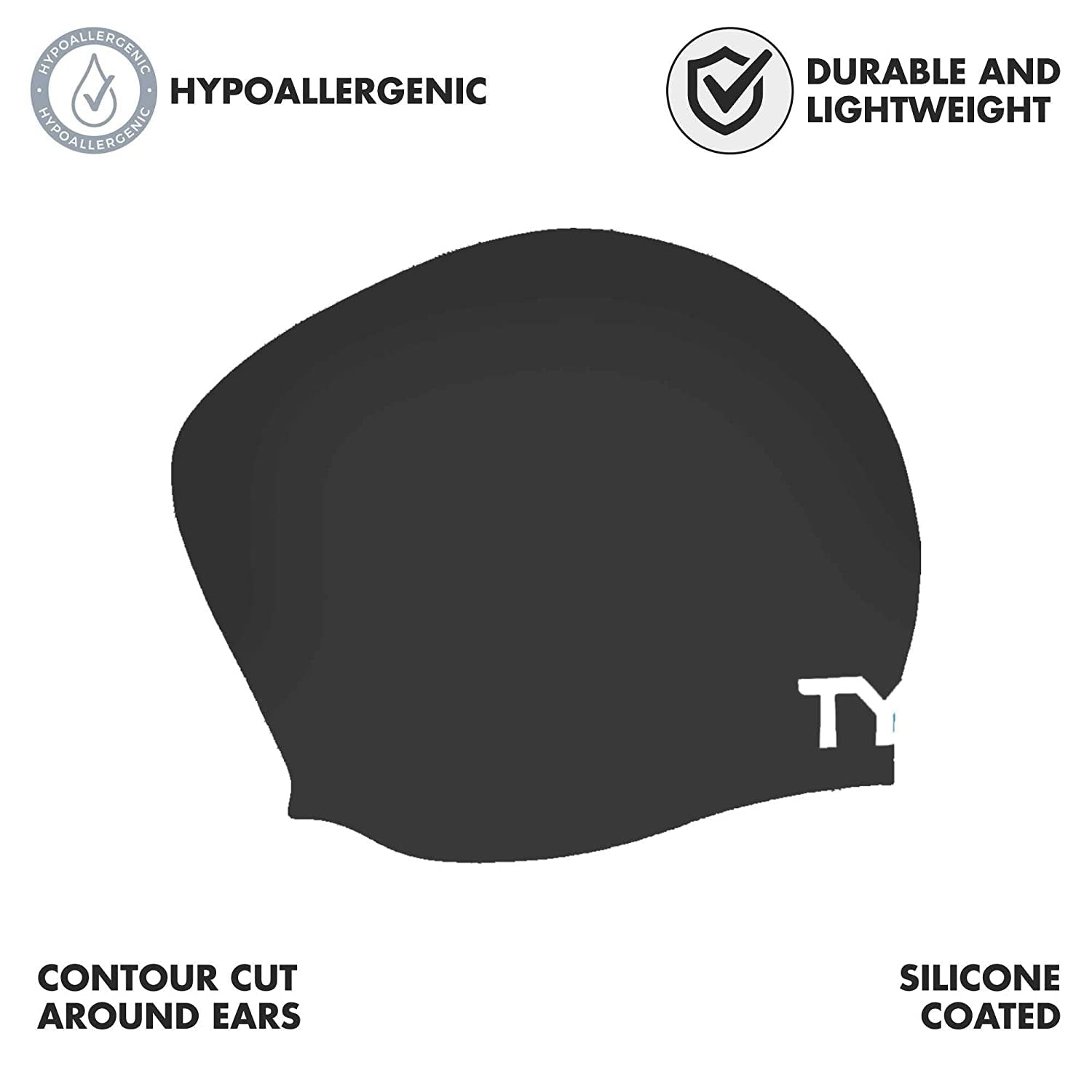 TYR Long Hair Silicone Swim Cap, Black - Adult - Best Price online Prokicksports.com