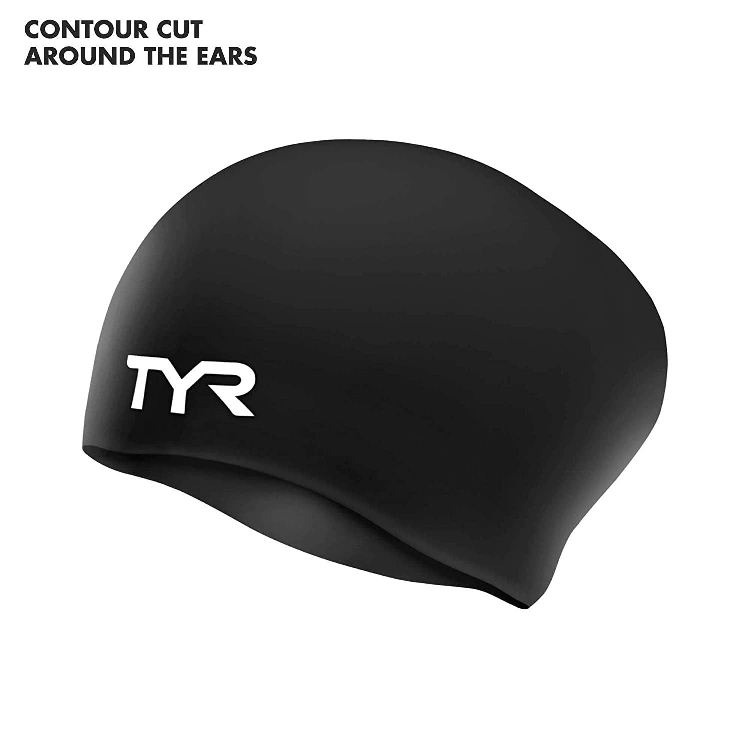 TYR Long Hair Silicone Swim Cap, Black - Adult - Best Price online Prokicksports.com