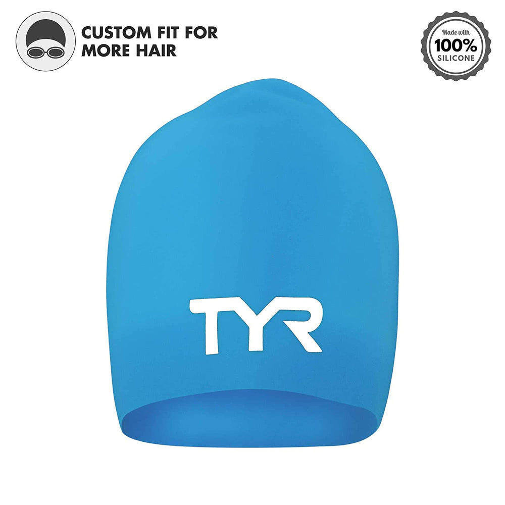 TYR Long Hair Silicone Swim Cap, Black - Adult - Best Price online Prokicksports.com