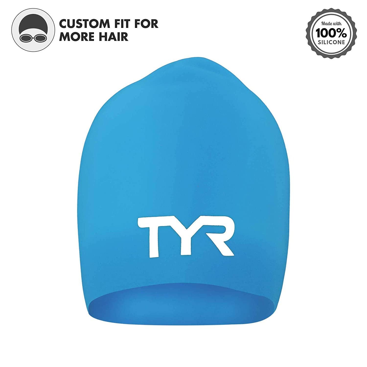 TYR Long Hair Silicone Swim Cap, Black - Adult - Best Price online Prokicksports.com