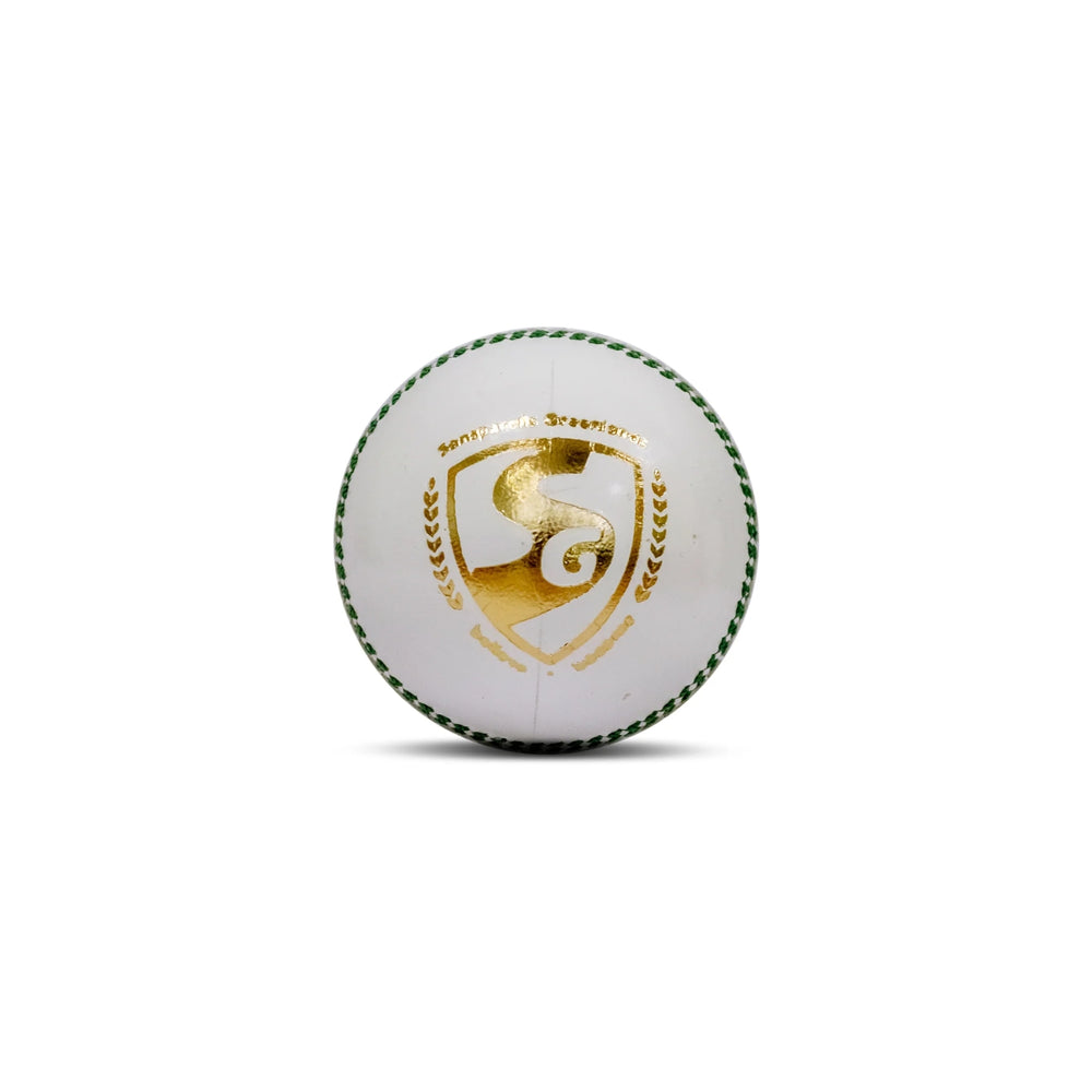 SG Super White Cricket Leather Ball for Adult, White - 1 Pc