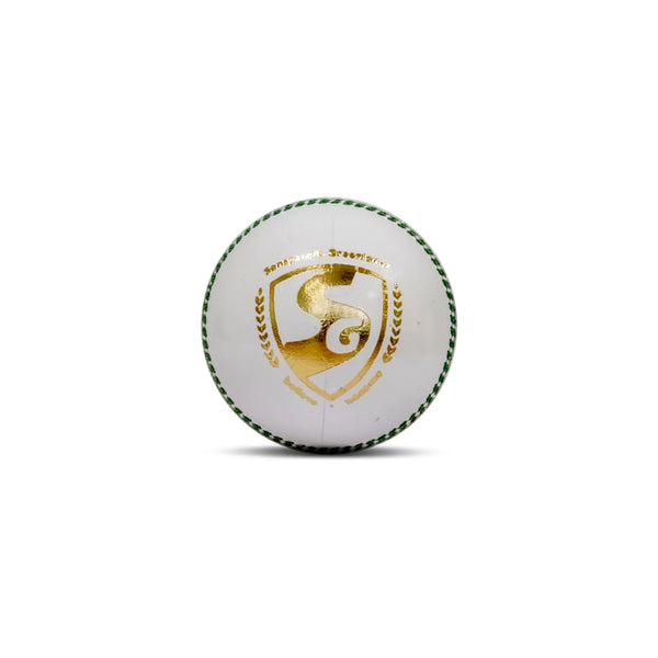 SG Super White Cricket Leather Ball for Adult, White - 1 Pc