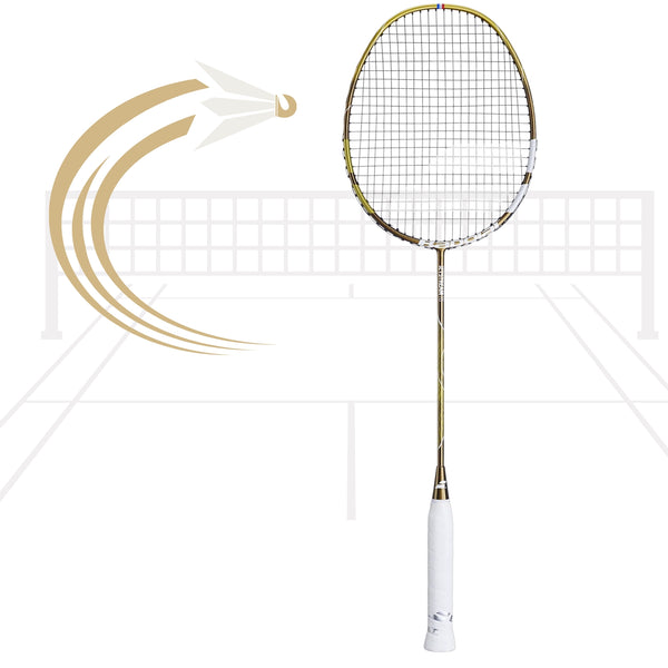 Babolat Jet Stream 78 Badminton Racquet (5U) – White/Gold | Ultra Lightweight Frame, High Modulus Graphite | For Speed, Control & All-Round Play
