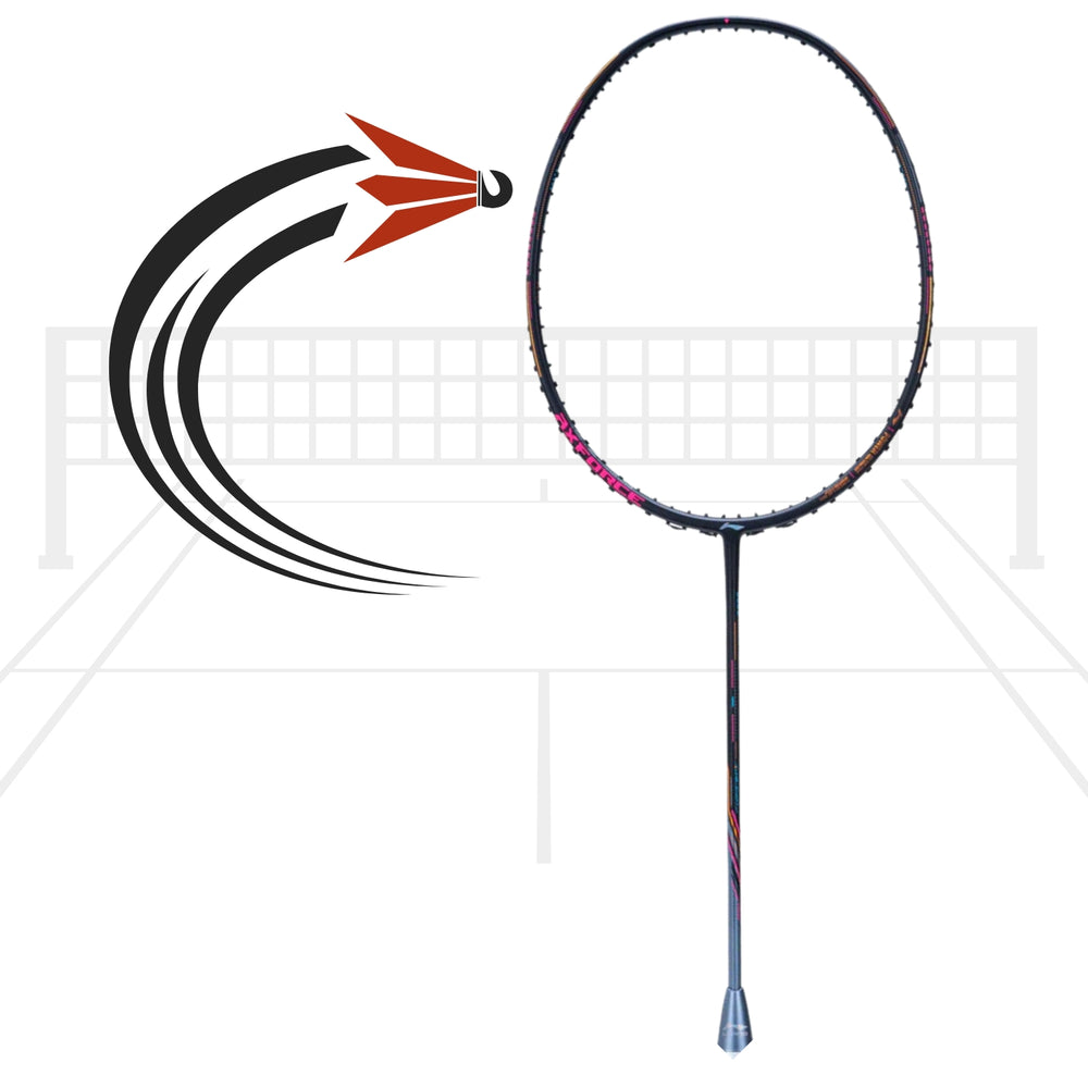 Li-Ning Axforce 80 Unstrung Badminton Racquet, 4U5 – Black | Lightweight Graphite Frame, Head-Heavy Balance | For Attacking & Professional Players