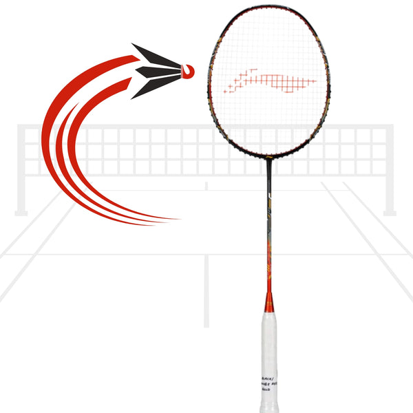 Li-Ning Air-Force 78 G3 Unstrung Badminton Racquet, G6 – 78g Lightweight Graphite Frame, Black/Orange Red/Gold | For Fast & Attacking Play