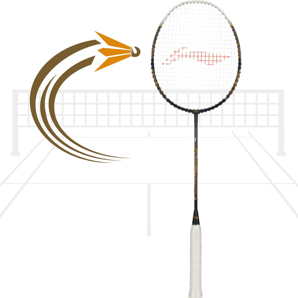 Li-Ning Air-Force 77 G3 Unstrung Badminton Racquet, 77g / G6 – Dark Grey/White/Gold | Aerodynamic Graphite Frame, High Tension Support | Ideal for Fast Attacking Game