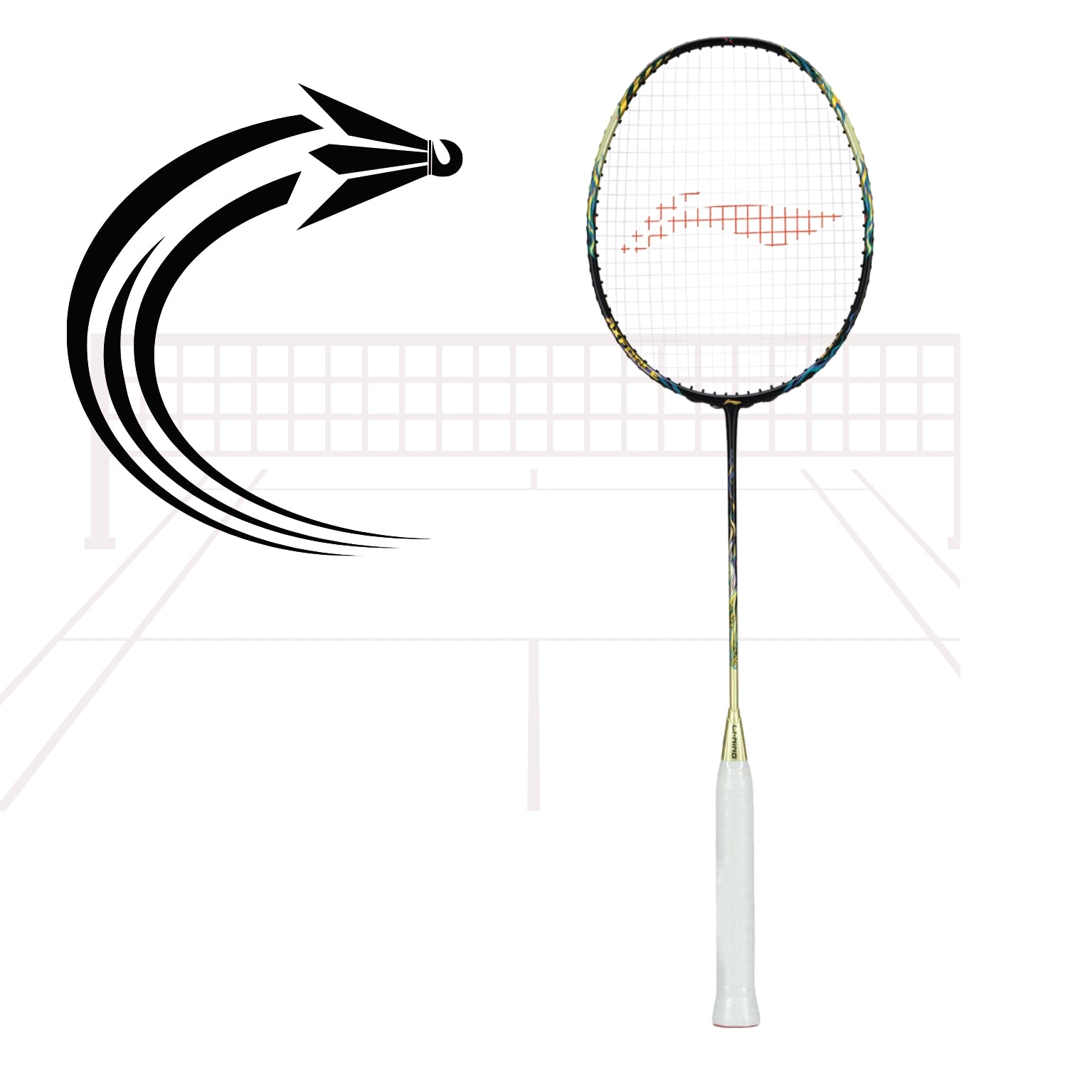 Li-Ning AXForce 100 Unstrung Badminton Racquet – Lightweight 4U5, Medium Flex Shaft, Even Balance, Graphite Frame, Isometric Head | Black/Gold | For Professional Attacking Players - Best Price online Prokicksports.com
