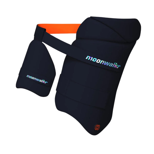 Moonwalkr Thigh Guard 2.0 – Right Hand, XL | Lightweight, Flexible & High-Impact Cricket Protection | Blue Design