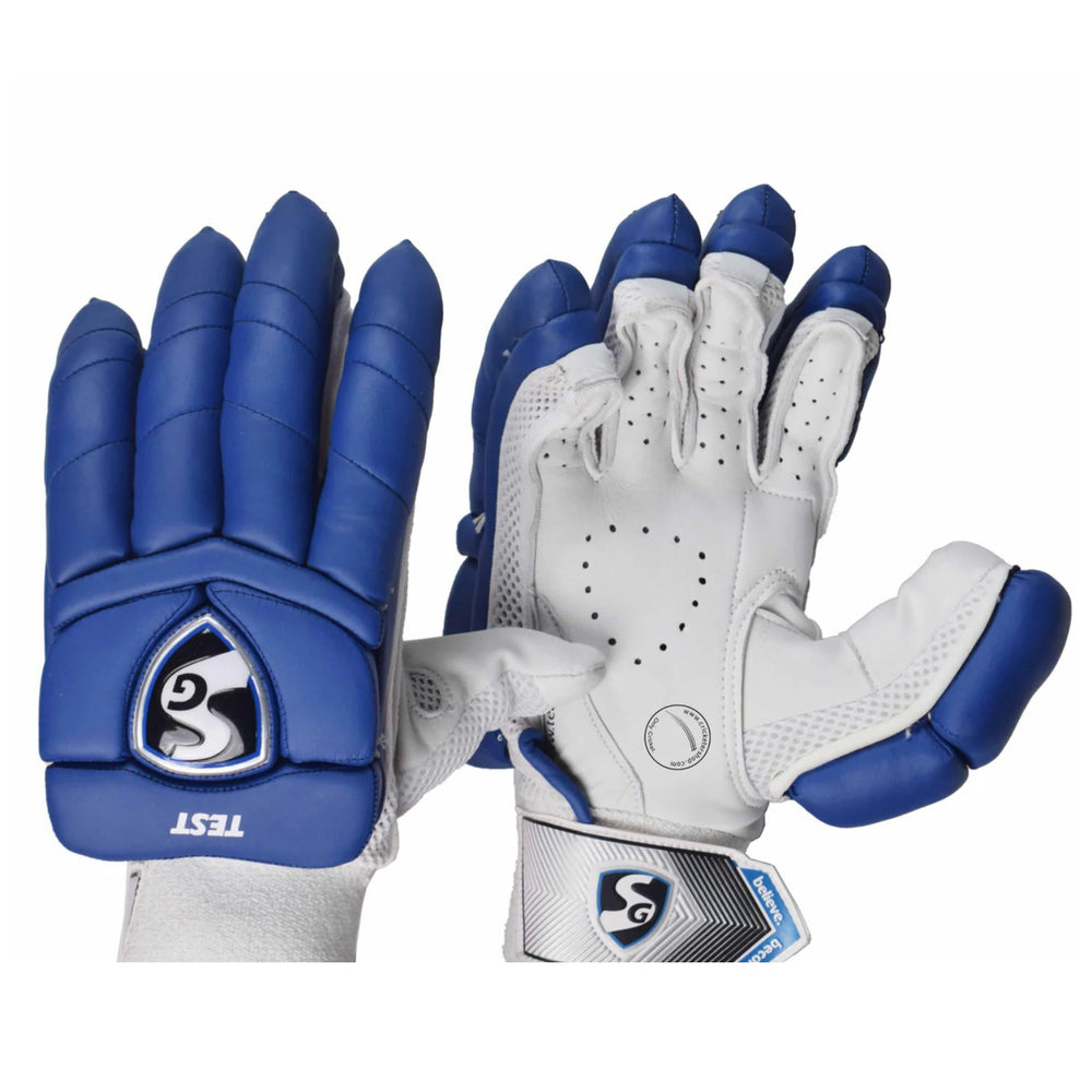 SG Test Right Hand Batting Gloves – Premium Leather Cricket Gloves in Blue with Superior Grip, Comfort & Protection
