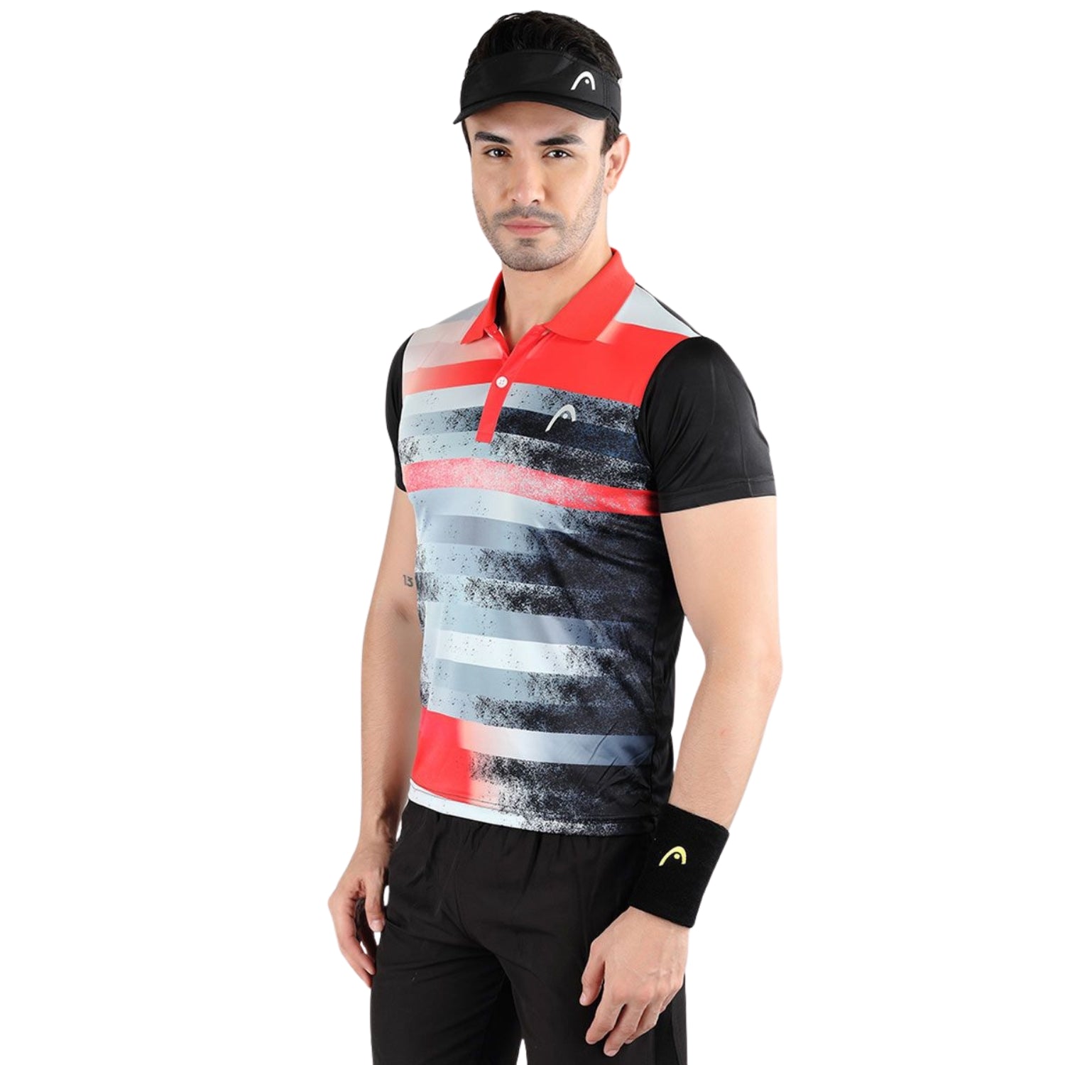 HEAD HCD 376 Polo Men's Collar Neck T-Shirt – 100% Polyester, Black/Red | Lightweight, Breathable & Athletic Fit Sportswear - Best Price online Prokicksports.com