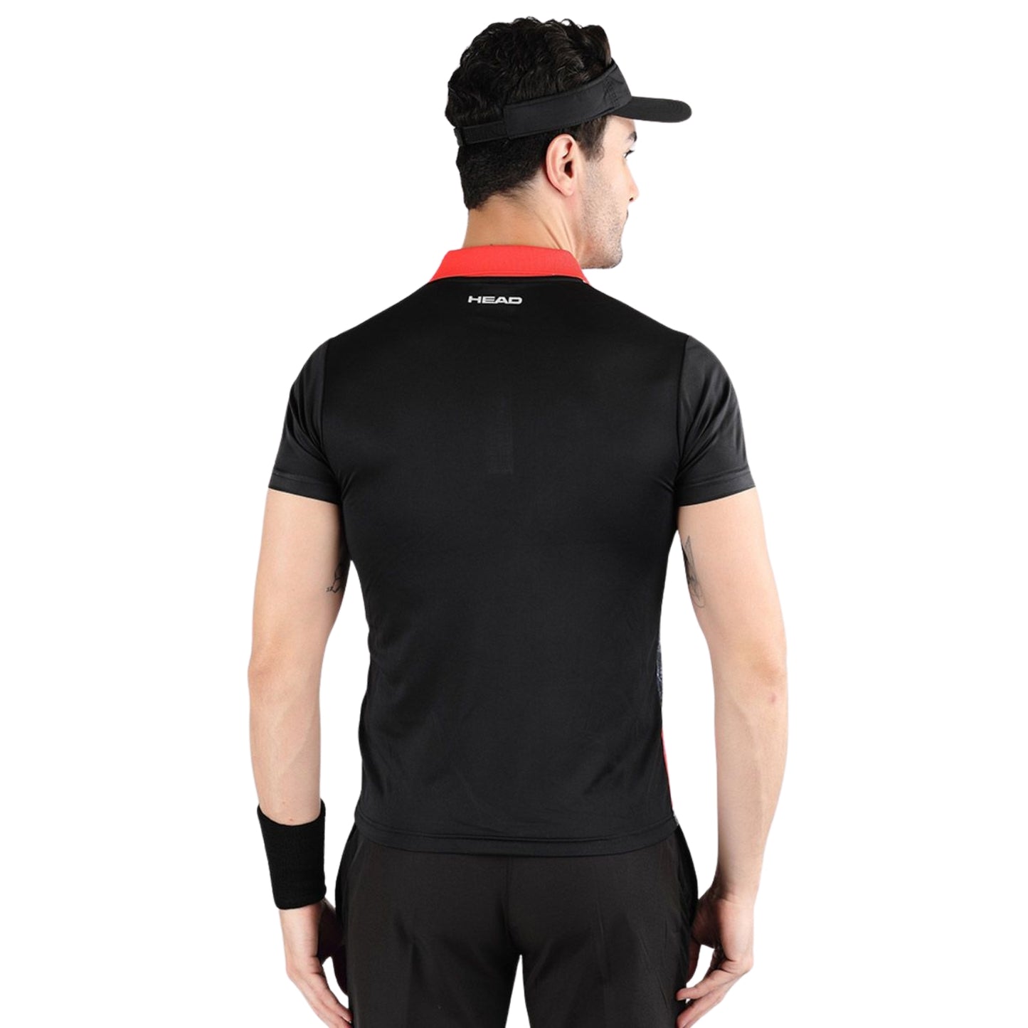 HEAD HCD 376 Polo Men's Collar Neck T-Shirt – 100% Polyester, Black/Red | Lightweight, Breathable & Athletic Fit Sportswear - Best Price online Prokicksports.com