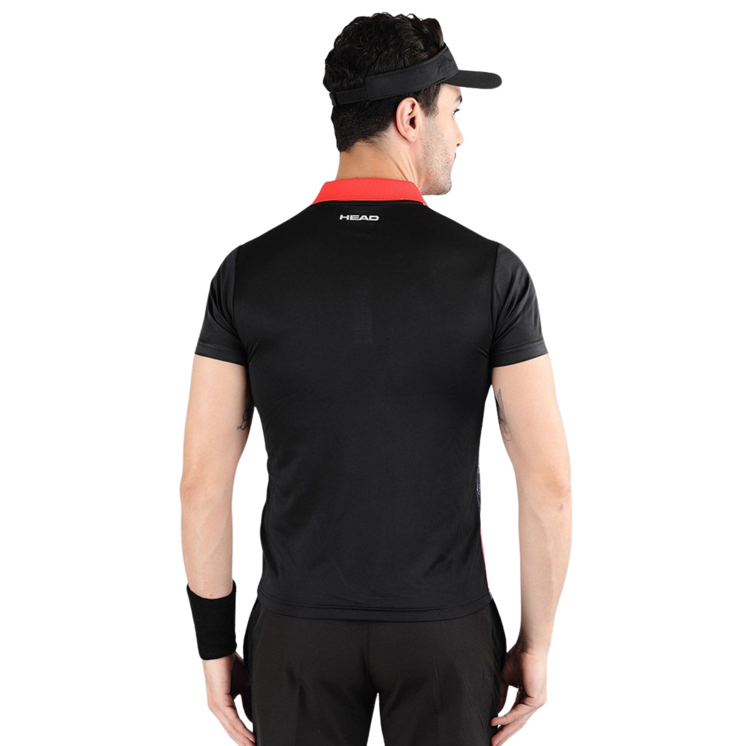 HEAD HCD 376 Polo Men's Collar Neck T-Shirt – 100% Polyester, Black/Red | Lightweight, Breathable & Athletic Fit Sportswear - Best Price online Prokicksports.com