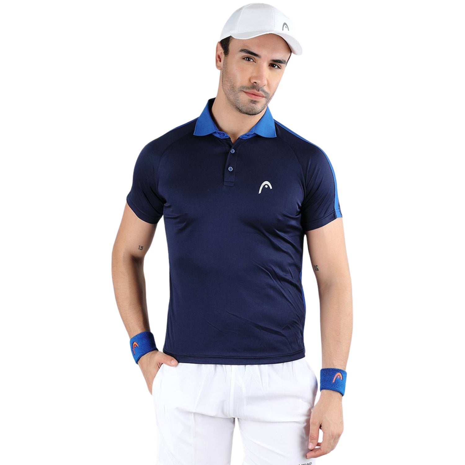 HEAD HCD-378 Polo Neck T-Shirt – Navy/Royal Blue | 100% Polyester, Lightweight, Breathable & Stylish Sportswear for Men - Best Price online Prokicksports.com
