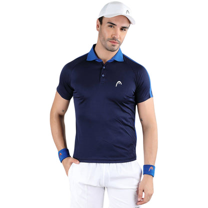HEAD HCD-378 Polo Neck T-Shirt – Navy/Royal Blue | 100% Polyester, Lightweight, Breathable & Stylish Sportswear for Men - Best Price online Prokicksports.com