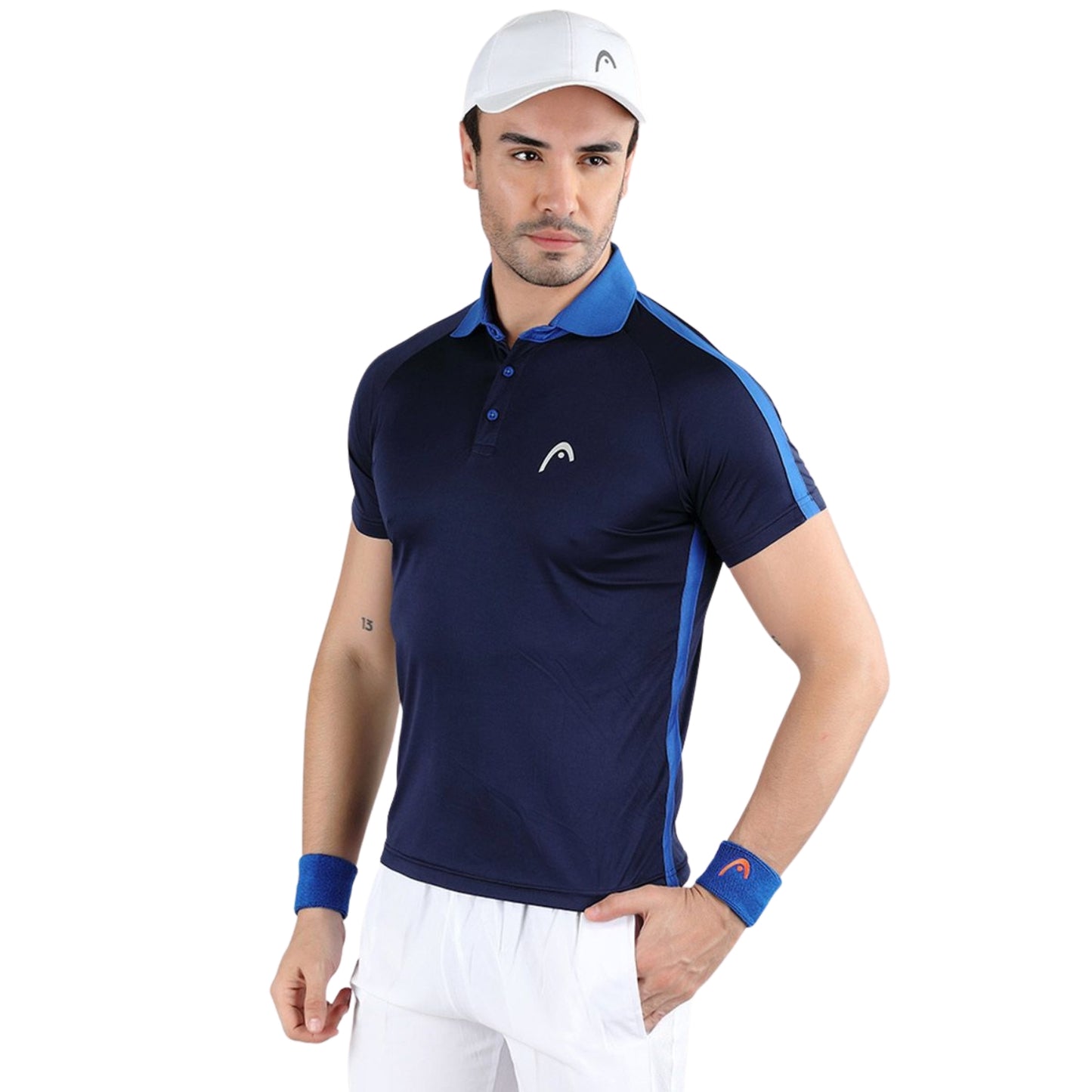 HEAD HCD-378 Polo Neck T-Shirt – Navy/Royal Blue | 100% Polyester, Lightweight, Breathable & Stylish Sportswear for Men - Best Price online Prokicksports.com
