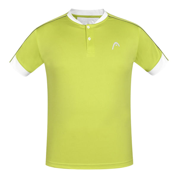 HEAD HCD-409 Polo Men’s Henley Neck T-Shirt – Neon Green/White | 100% Polyester, Lightweight, Breathable & Stylish Sportswear for Men