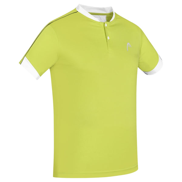 HEAD HCD-409 Polo Men’s Henley Neck T-Shirt – Neon Green/White | 100% Polyester, Lightweight, Breathable & Stylish Sportswear for Men