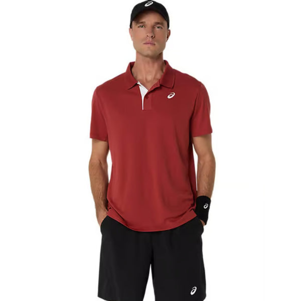 ASICS COURT POLO (M) – Burnt Red | Lightweight, Breathable & Quick-Dry Men’s Sports Polo for Training and Matches