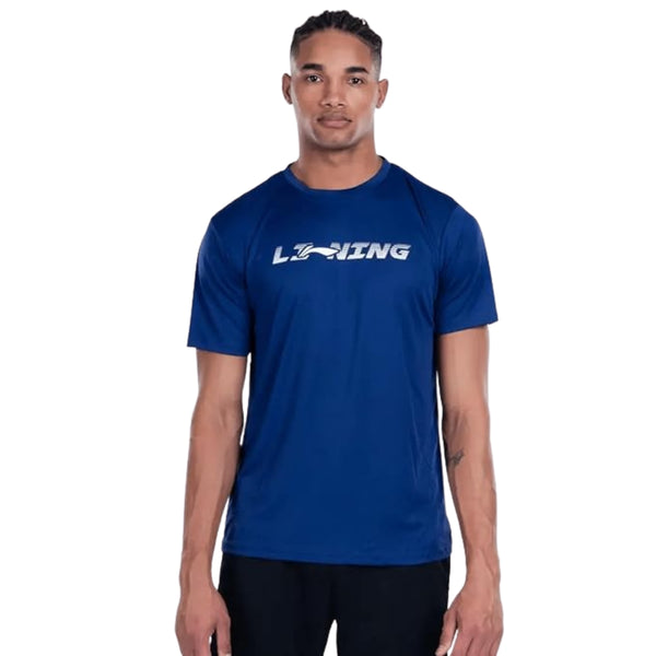 Li-Ning ATSU847-7 Men’s R-Neck Badminton T-Shirt – Navy | Lightweight, Breathable & Quick-Dry Sportswear for Training and Matches